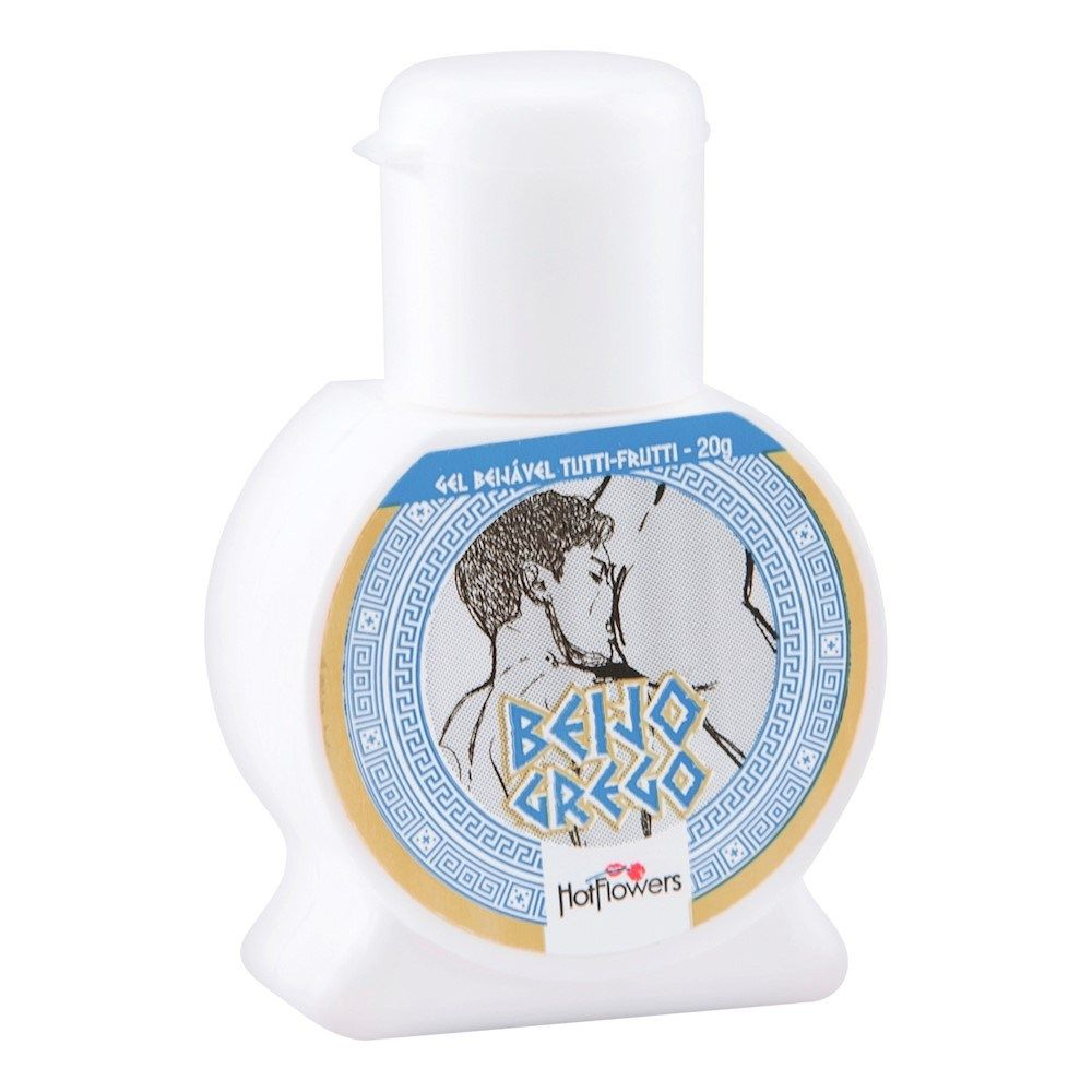 Frasco individual do Gel Beijo Grego Beij�vel Tutti-Frutti 20g, mostrando detalhes do r�tulo e tampa