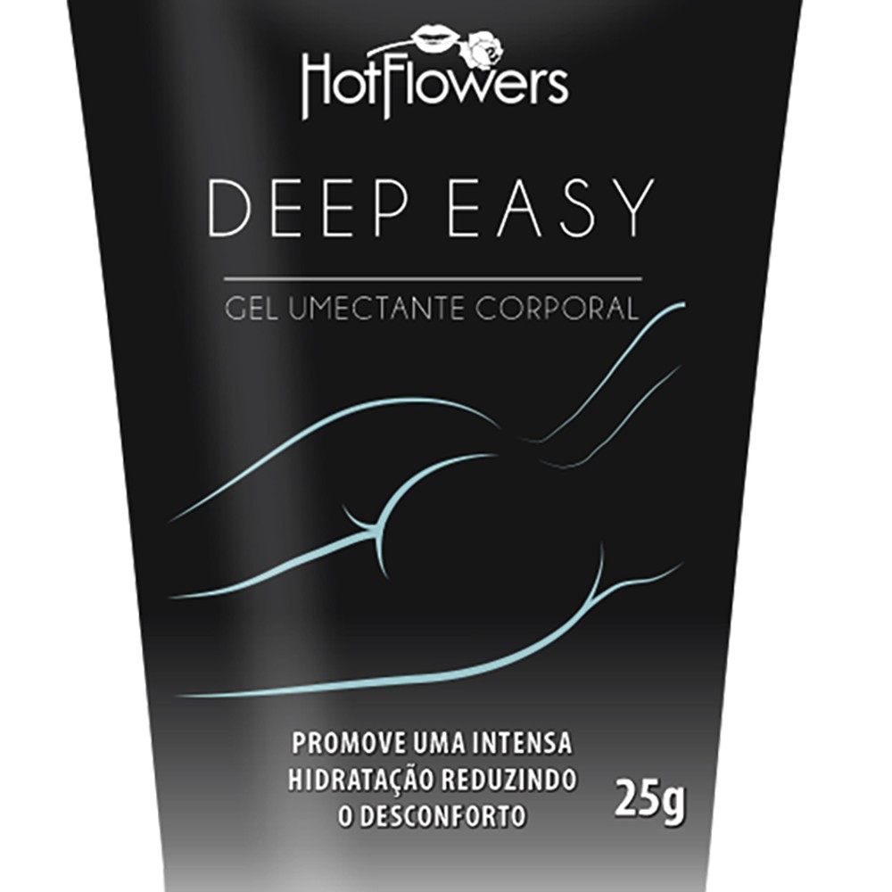 Close da embalagem do Gel para Sexo Anal Deep Easy 25g, destacando a textura do tubo e as informa��es de hidrata��o intensa