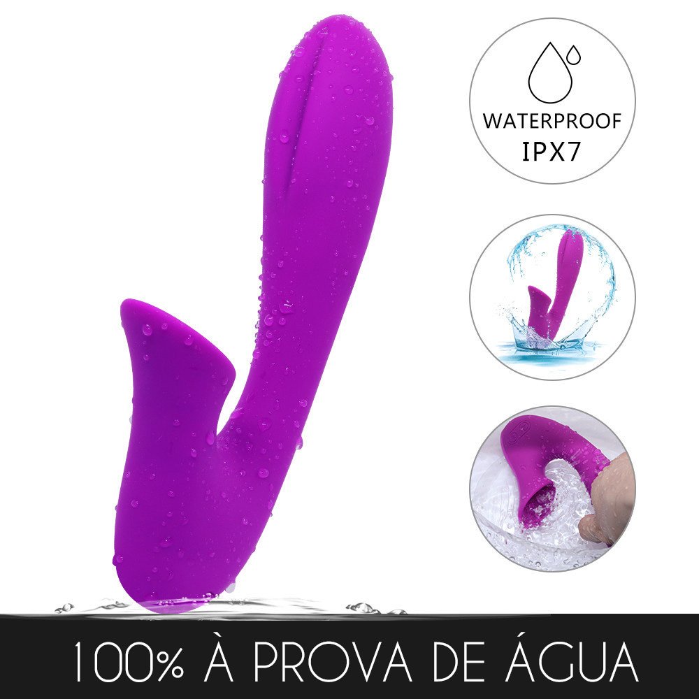 Vibrador Duplo Recarregável em Silicone com 12 Vibrações Olivia Roxo | Foto 05 Vibrador Duplo Recarregável em Silicone com 12 Vibrações Olivia Roxo | Foto 05