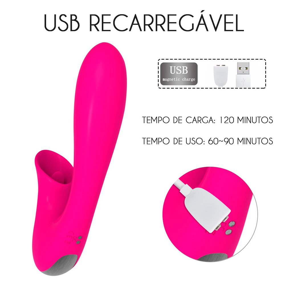 Vibrador Duplo Recarregável em Silicone com 12 Vibrações Olivia Pink | Foto 07 Vibrador Duplo Recarregável em Silicone com 12 Vibrações Olivia Pink | Foto 07