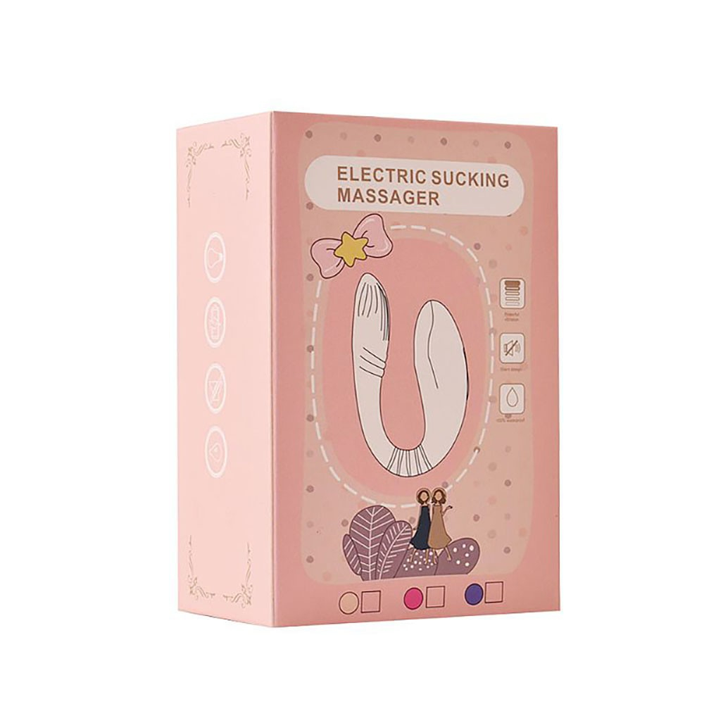 Embalagem do Vibrador para Casal em Silicone Recarreg�vel Rosa com ilustra��es tem�ticas