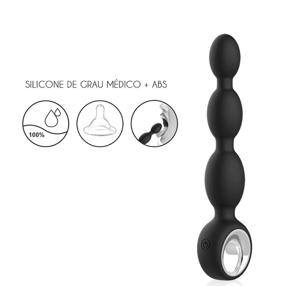 Bolinha Anal em Silicone Recarregável 12 Vibrações Milly Preta | Foto 03 Bolinha Anal em Silicone Recarregável 12 Vibrações Milly Preta | Foto 03