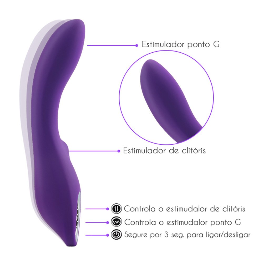 Vibrador Ponto G Recarregável em Silicone com 12 Vibrações Bla Roxo | Foto 06 Vibrador Ponto G Recarregável em Silicone com 12 Vibrações Bla Roxo | Foto 06