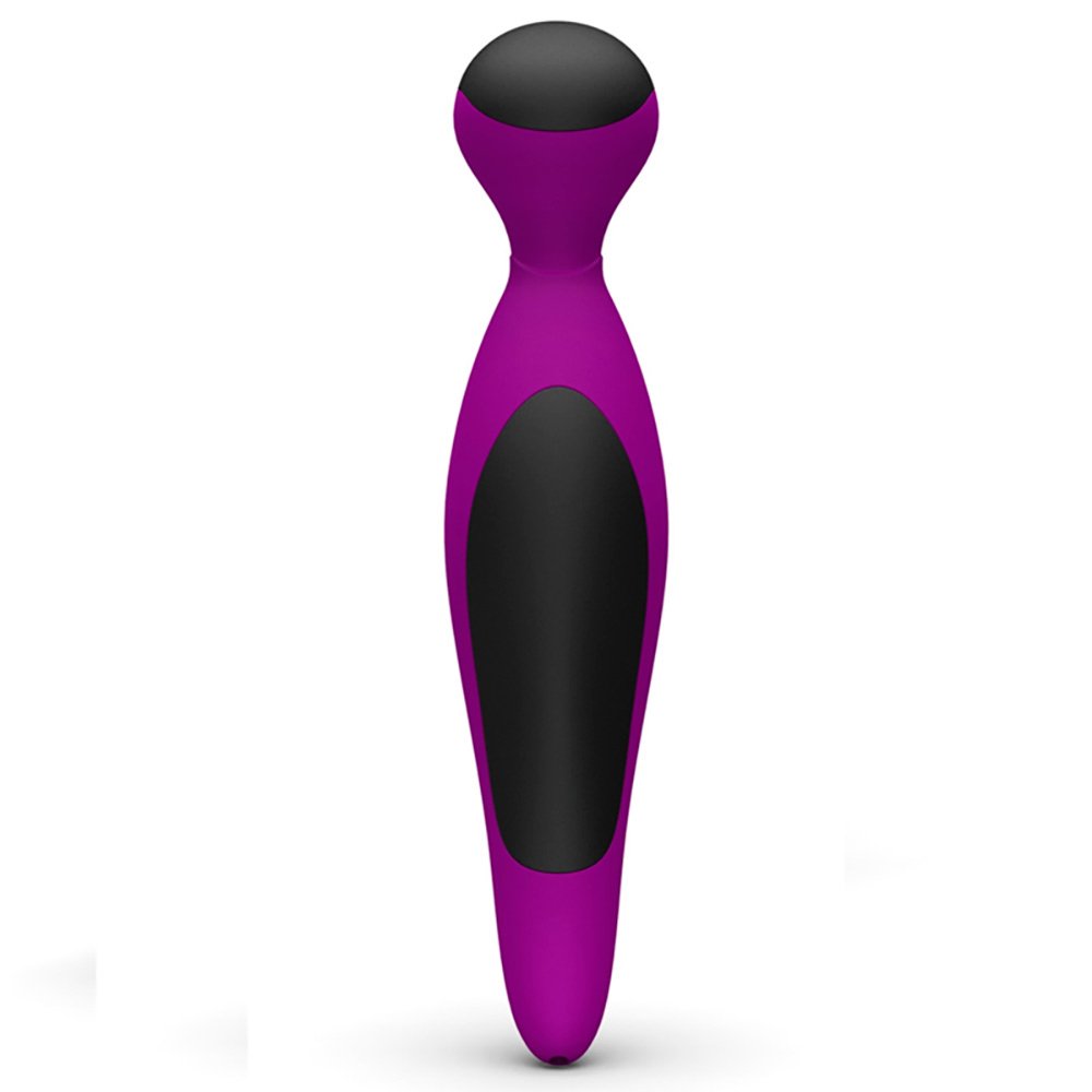 Massageador Er�tico Recarreg�vel em Silicone com 12 Vibra��es Mini Wand Hebe Roxo - Imagem 3, vista frontal traseira