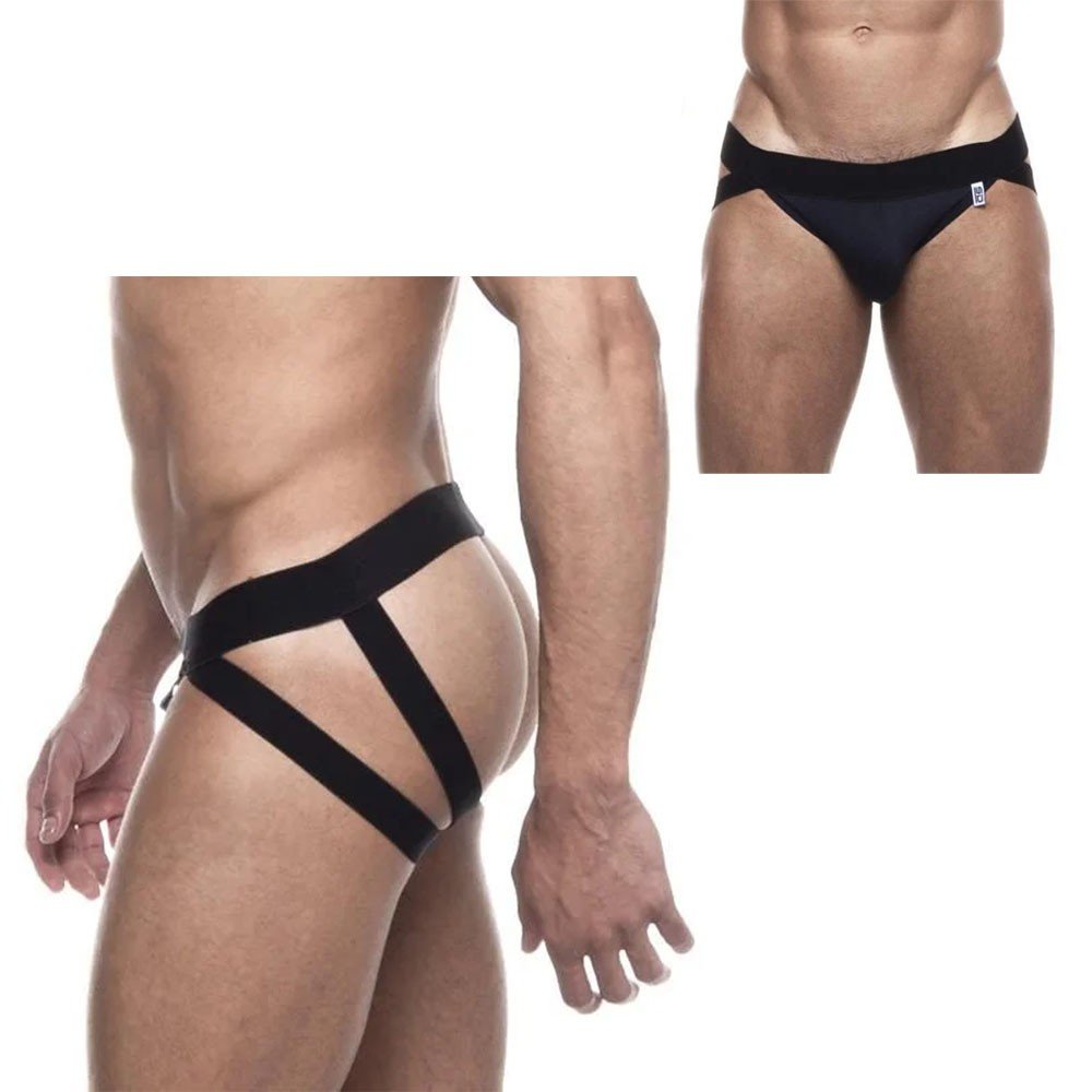 Cueca Sensual Jock com Faixa Dupla em El�stico e Abertura Atr�s Preta | Foto 02