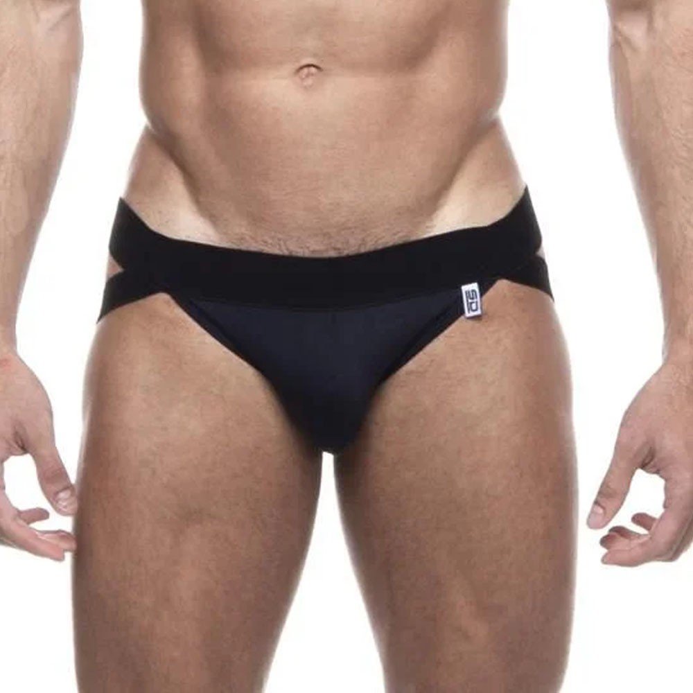 Cueca Sensual Jock com Faixa Dupla em El�stico e Abertura Atr�s Preta | Foto 03