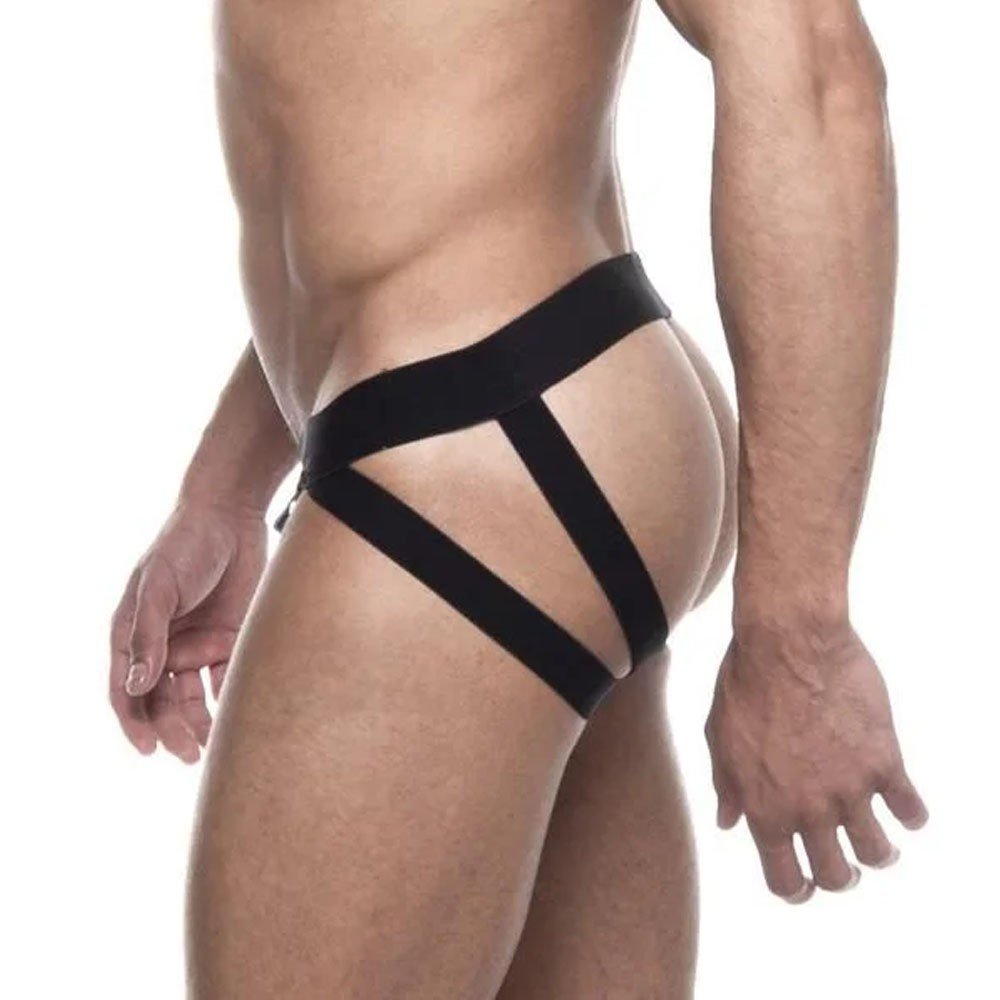 Cueca Sensual Jock com Faixa Dupla em El�stico e Abertura Atr�s Preta | Foto 04