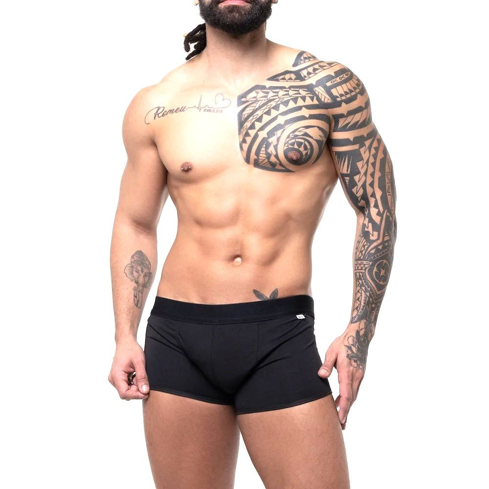 Cueca Sensual Boxer em Suplex com Enchimento Atrás Preta | Foto 03