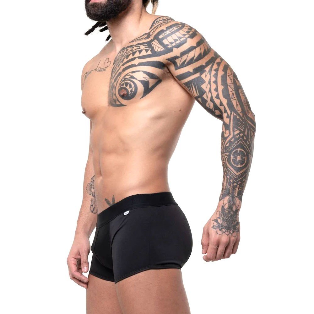 Cueca Sensual Boxer em Suplex com Enchimento Atrás Preta | Foto 04