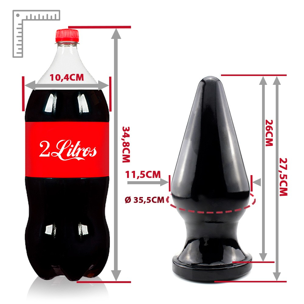 Plug Anal Gigante Flex�vel Sputinik 27,5 x 11,5cm Preto Brilhante | Foto 06