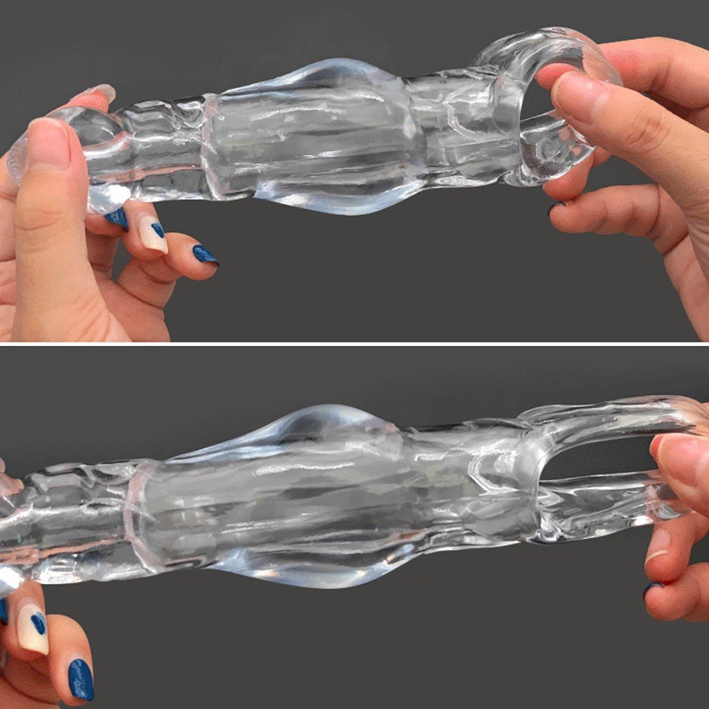 Capa Peniana sem Vibrador em Jelly com Anel Escrotal 18cm Transparente | Foto 04