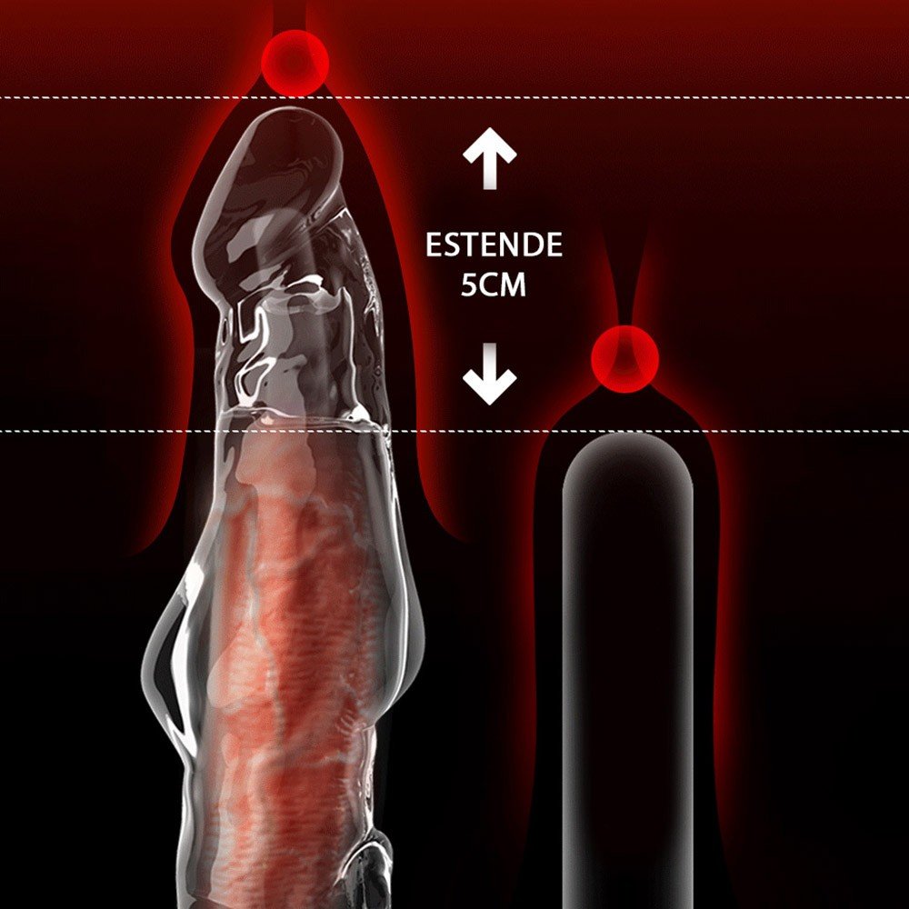 Capa Peniana sem Vibrador em Jelly com Anel Escrotal 18cm Transparente | Foto 05