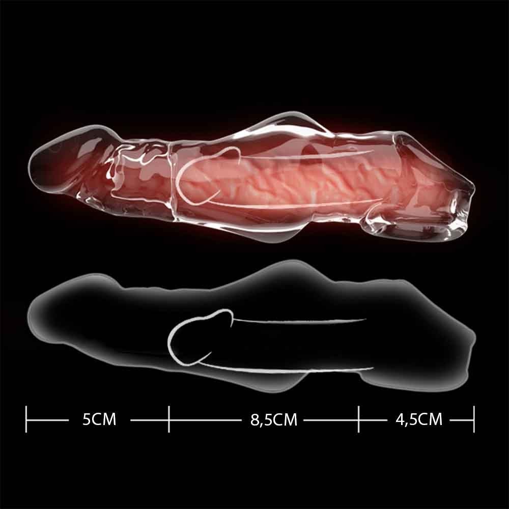 Capa Peniana sem Vibrador em Jelly com Anel Escrotal 18cm Transparente | Foto 06