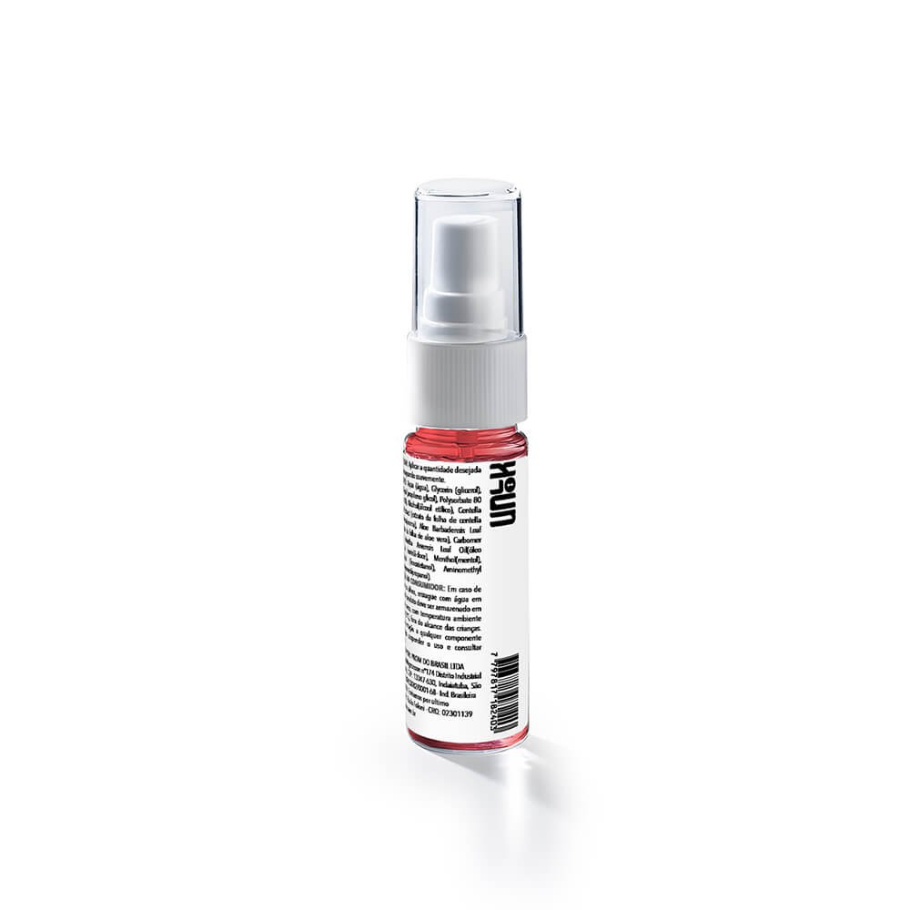 Gel para Sexo Anal Dessensibilizante e Ultra Deslizante UnLOK Morango 15ml - vista traseira do frasco em fundo cinza claro, mostrando as informa��es do produto