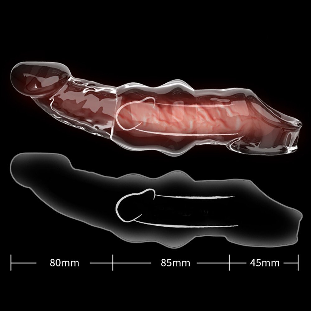 Capa Peniana sem Vibrador em Jelly com Anel Escrotal 21cm Transparente | Foto 05