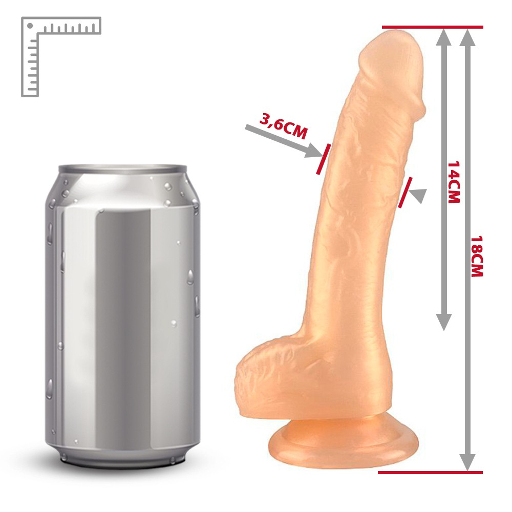 P�nis Real�stico em PVC com Escroto e Ventosa 18 x 3,6cm Laranja Cintilante | Foto 06