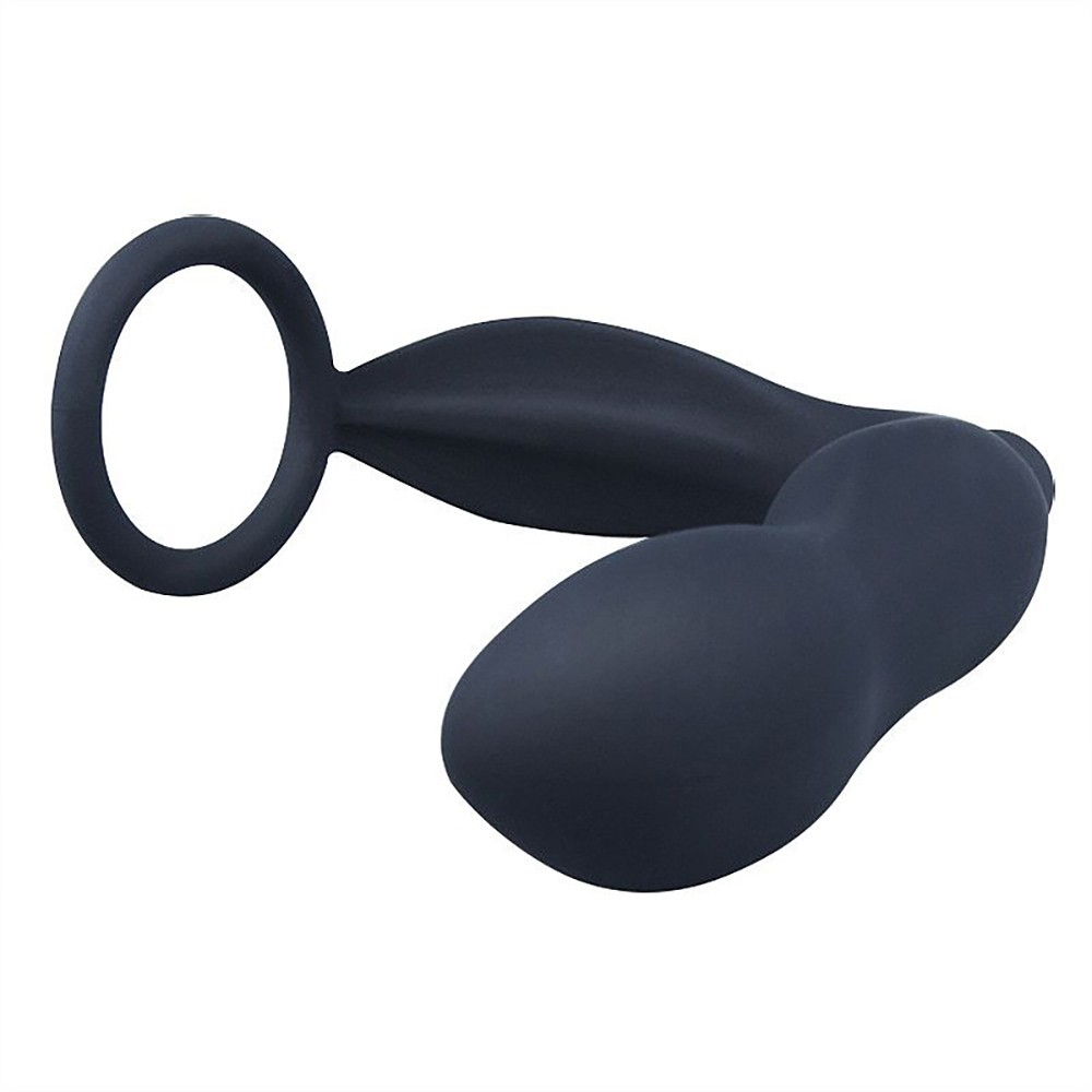 Estimulador de Pr�stata em Silicone com Vibrador e Anel Peniano 9,4 x 3,7cm Preto | Foto 04