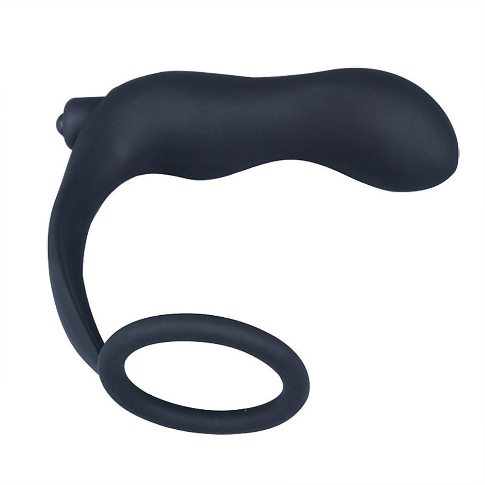 Estimulador de Pr�stata em Silicone com Vibrador e Anel Peniano 9,4 x 3,7cm Preto | Foto 05