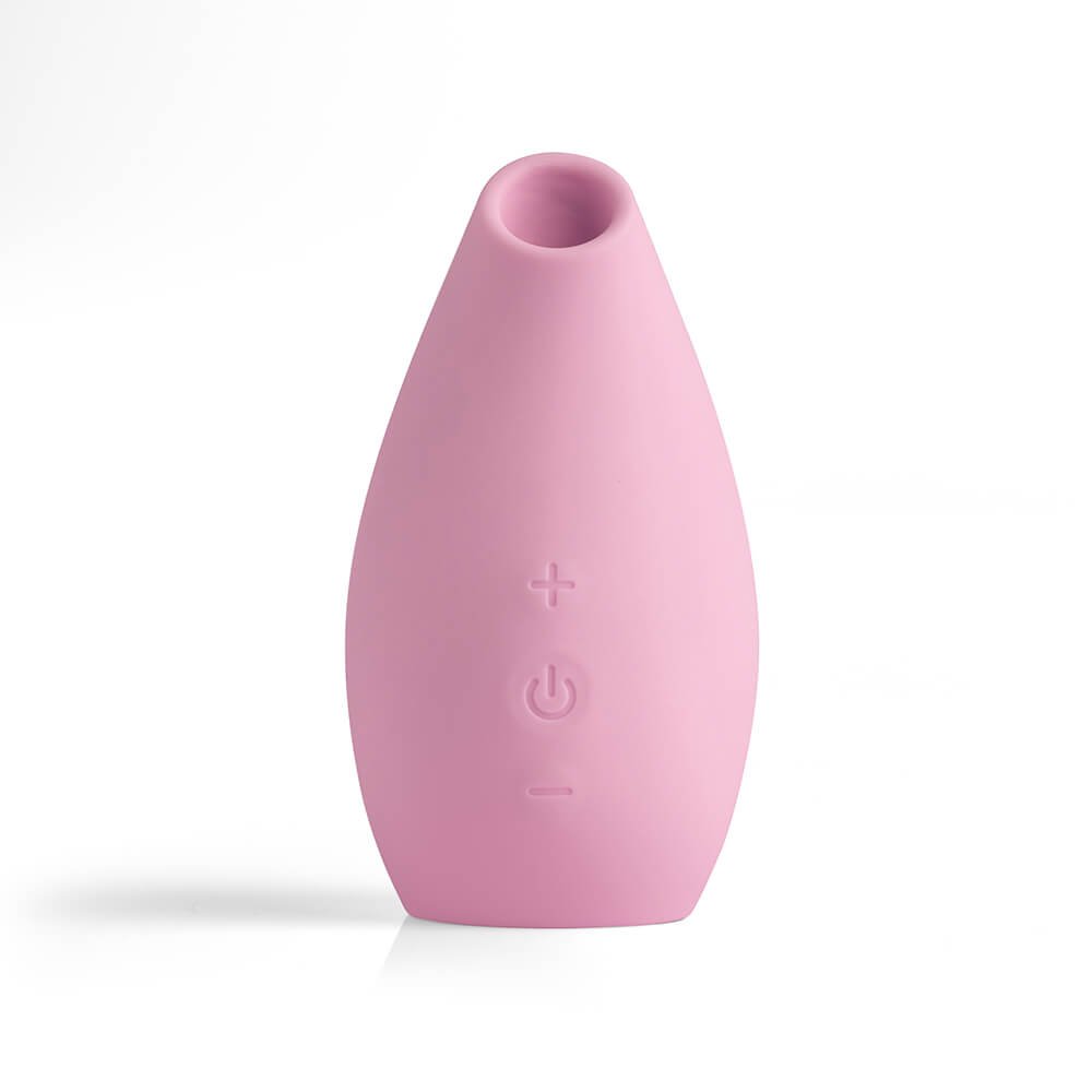 Vista frontal do Sugador e Estimulador de Clit�ris Xod� Rosa em silicone com 3 bot�es de comando