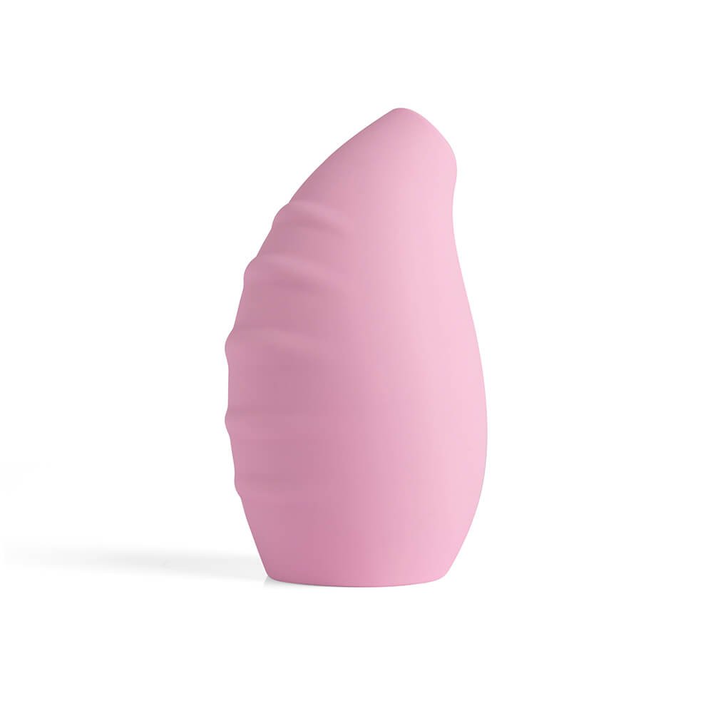 Vista lateral do Sugador e Estimulador de Clit�ris Xod� Rosa destacando ondula��es do design