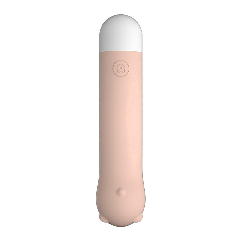 Vibrador Ponto G Urso Bege virado para cima, revelando entrada USB na base
