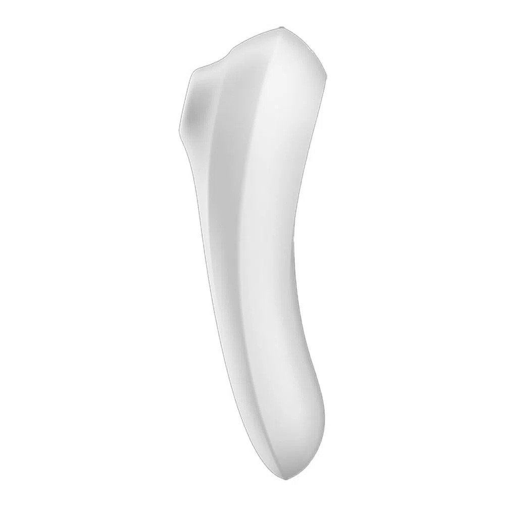 Vibrador para Clit�ris em Silicone Recarreg�vel com 11 Vibra��es Controle APP Dual Pleasure Branco, vista lateral detalhada