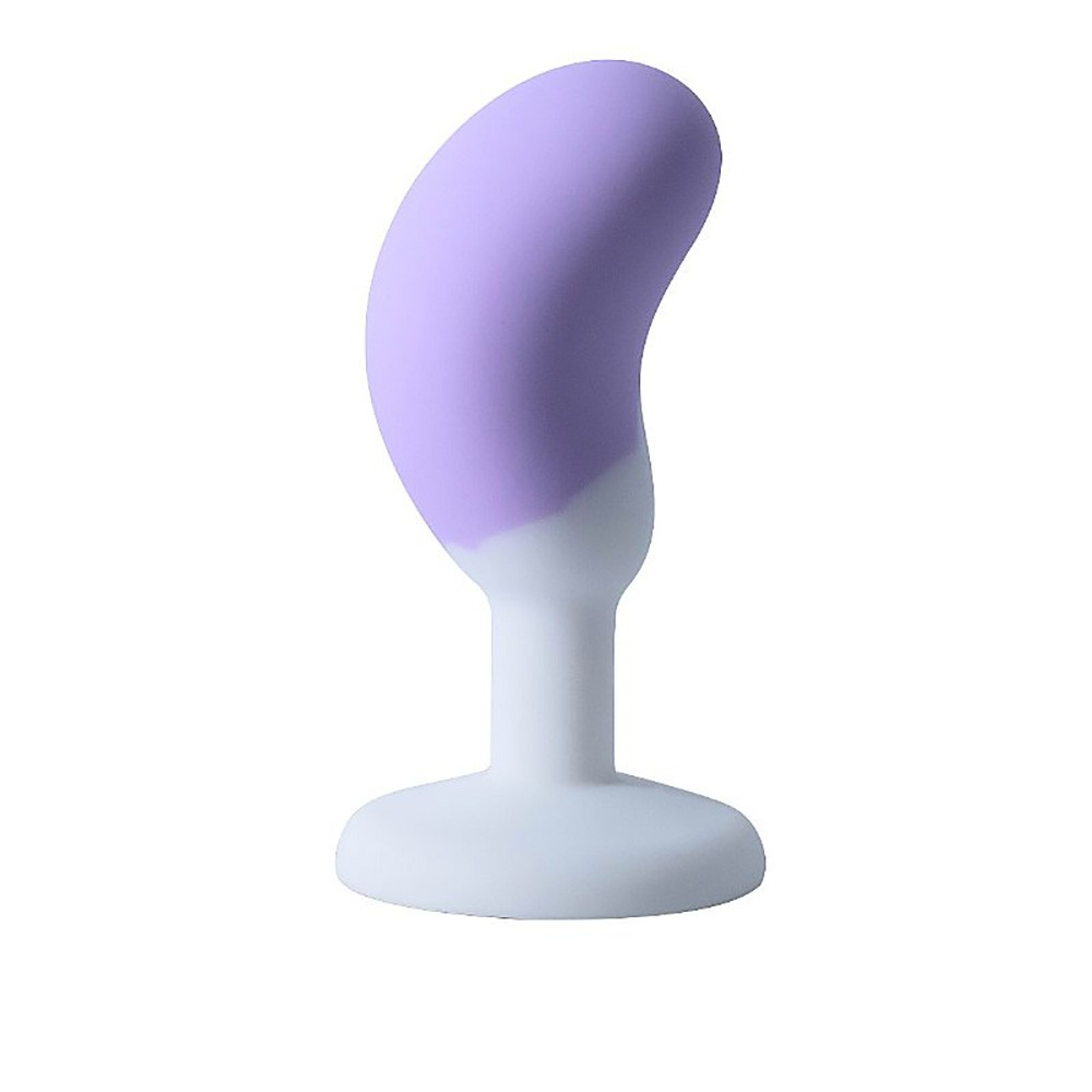 Plug Anal Joia em Silicone (Toque Aveludado) Formato de Feij�o 8,2 x 2,7cm Lil�s | Foto 03