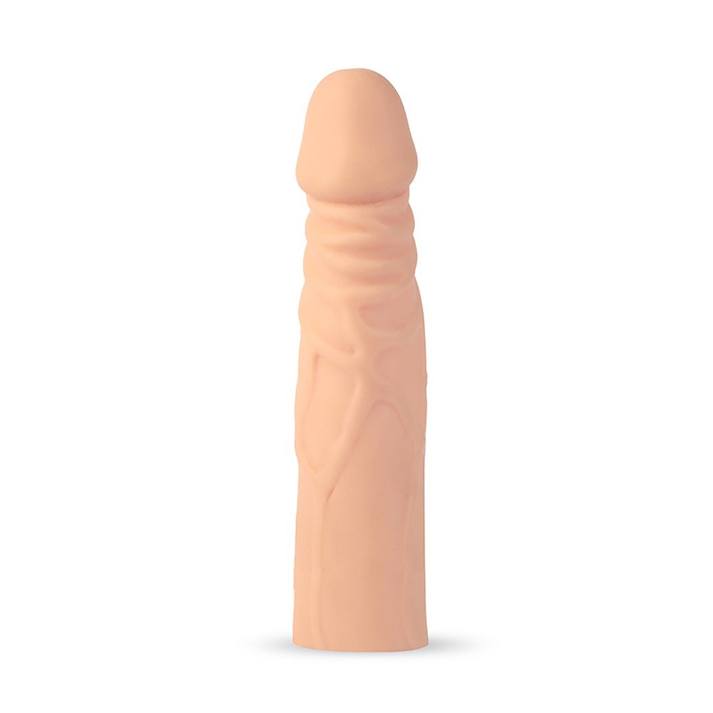 Capa Peniana Bigger Man Bege - Vista lateral do extensor com detalhes das veias