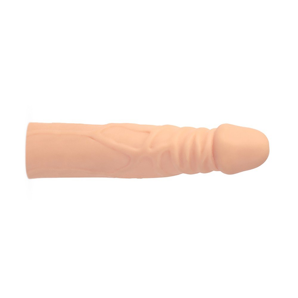 Capa Peniana sem Vibrador em Cyberskin com Veias 16,5 x 3,5cm Bigger Man Bege | Foto 04
