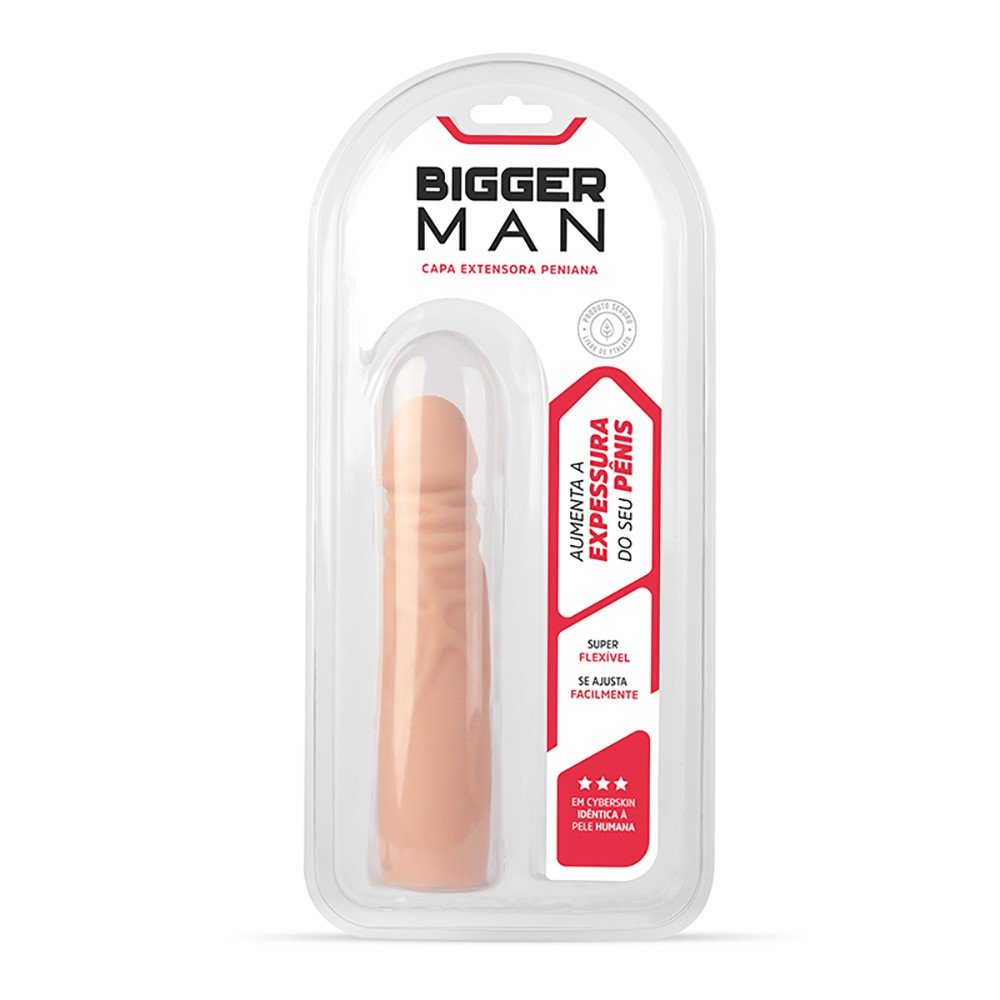 Capa Peniana sem Vibrador em Cyberskin com Veias 16,5 x 3,5cm Bigger Man Bege | Foto 05