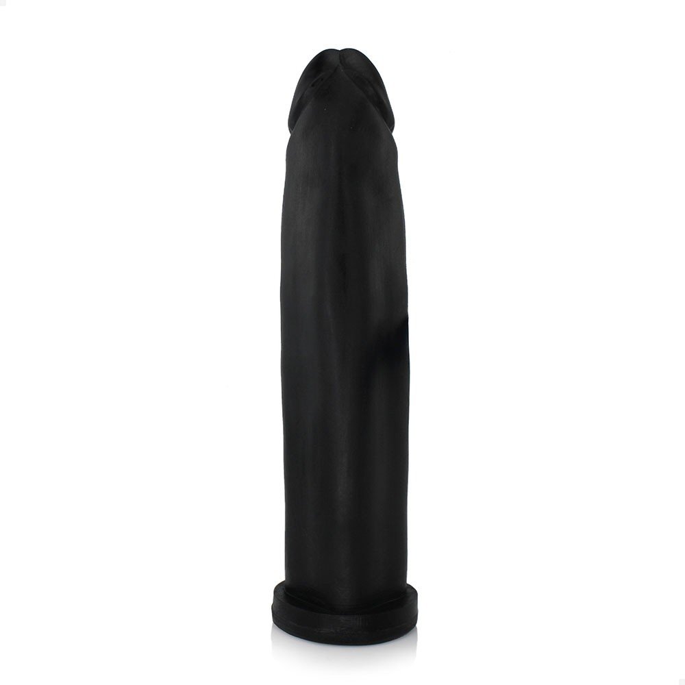 P�nis Gigante e Grosso Flex�vel Fabuloso, close-up da glande. A textura lisa e o design anat�mico da ponta s�o em evid�ncia, sem detalhes de veias ou test�culos. A pe�a � completamente preta.
