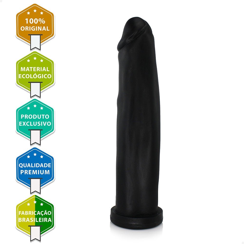 P�nis Gigante e Grosso Flex�vel Fabuloso, detalhe de sua base. A base � s�lida e conta com um rebaixo para encaixe em cintas para dildo, garantindo firmeza durante o uso. Ideal para invers�o de papel.