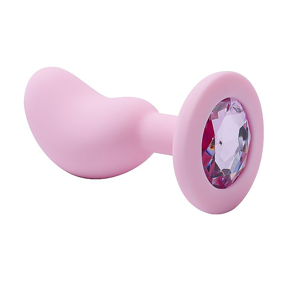 Plug Anal Joia em Silicone (Toque Aveludado) Formato de Feij�o 9,3 x 3cm Rosa | Foto 02