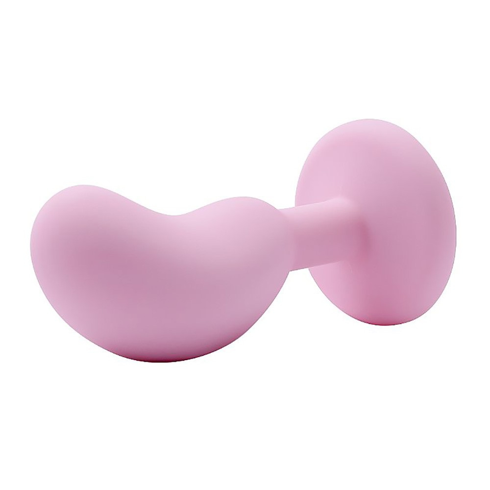 Plug Anal Joia em Silicone (Toque Aveludado) Formato de Feij�o 9,3 x 3cm Rosa | Foto 05