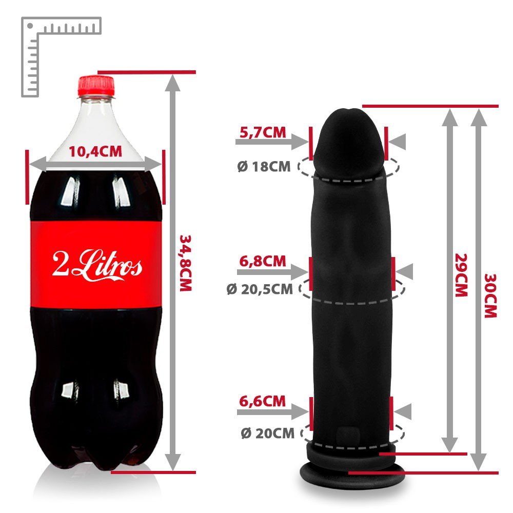 P�nis Gigante e Grosso Flex�vel Fabuloso em vista lateral, focando na base com a ventosa preta e na cor uniforme do produto
