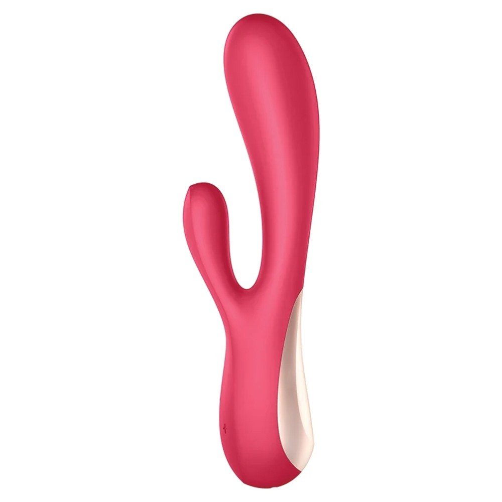 Vibrador Duplo em Silicone Recarregavel Multivelocidade Mono Flex Rosa, vista frontal.