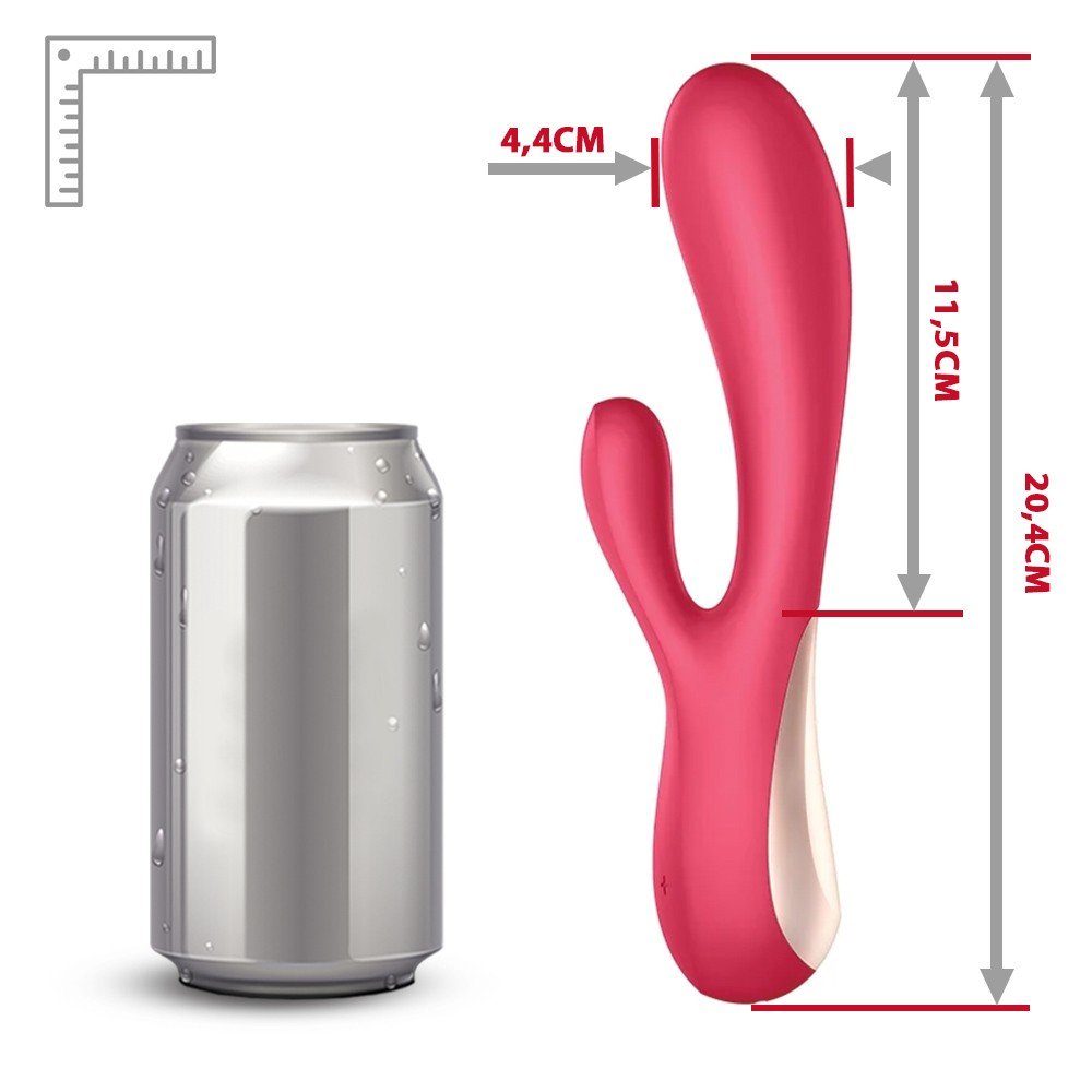 Vibrador Duplo em Silicone Recarregavel Multivelocidade Mono Flex Rosa, vista inclinada.