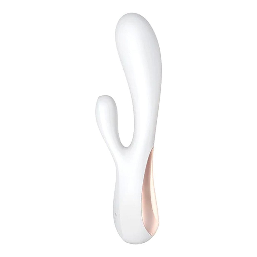 Vibrador Duplo Mono Flex Branco em vista lateral