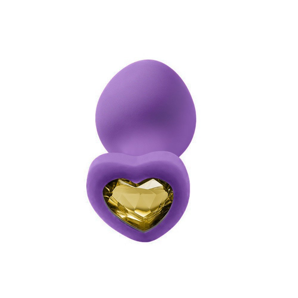 Plug Anal Joia em Silicone (Toque Aveludado) Base Cora��o 9 x 4cm Roxo | Foto 02