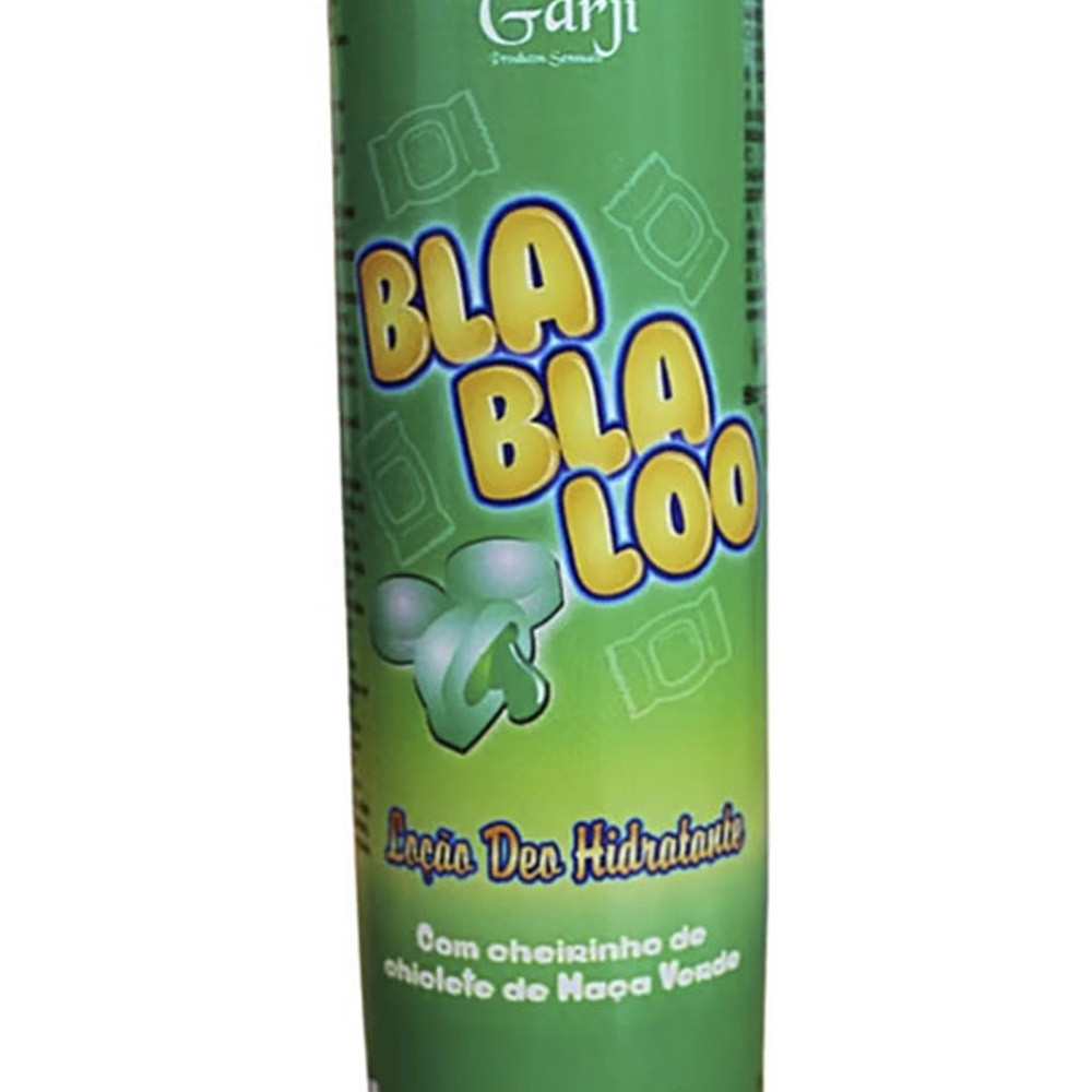 Detalhe do topo do frasco da Lo��o Deo Hidratante BlaBlaLoo, mostrando a tampa flip-top preta e o logotipo Garji