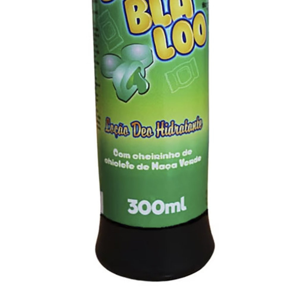 Composi��o completa da Lo��o Deo Hidratante BlaBlaLoo Chiclete Ma�� Verde 300ml, exibindo o frasco na sua totalidade