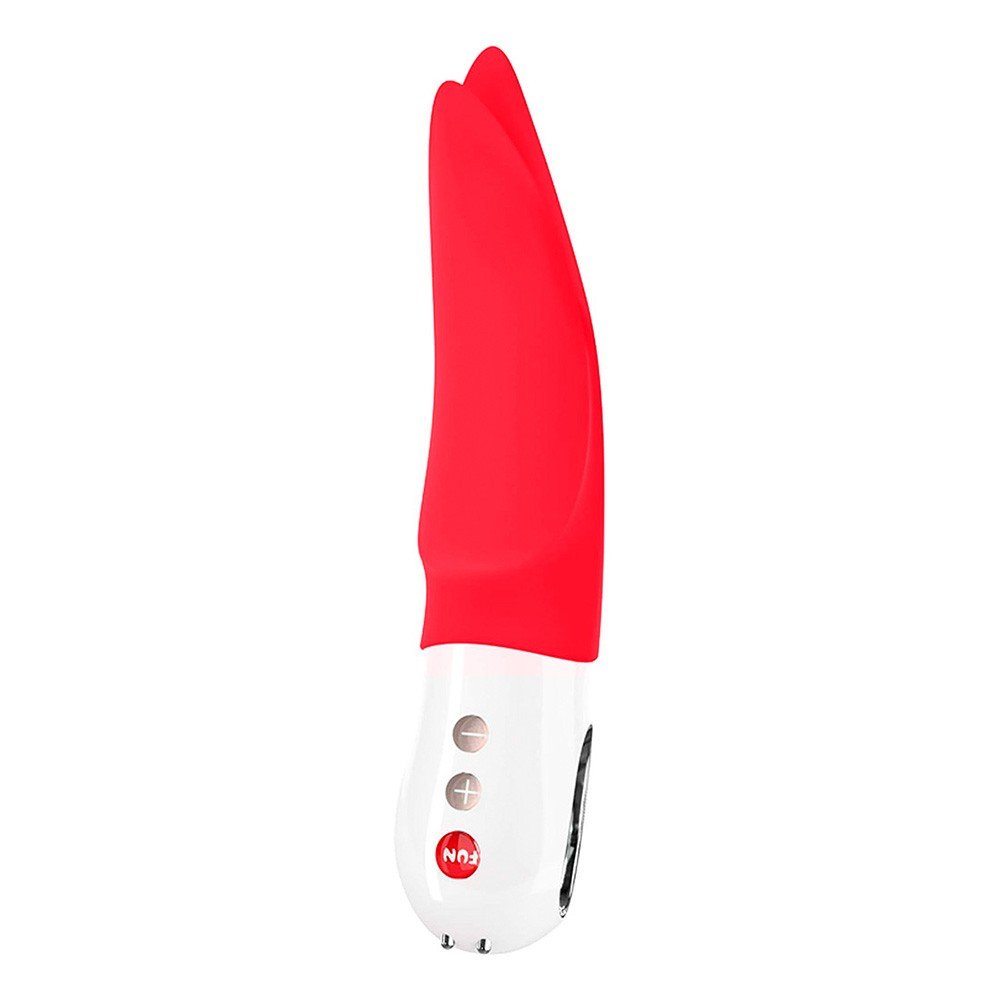 Vibrador para Clit�ris Volta Vermelho em vista frontal, exibindo as curvas de silicone