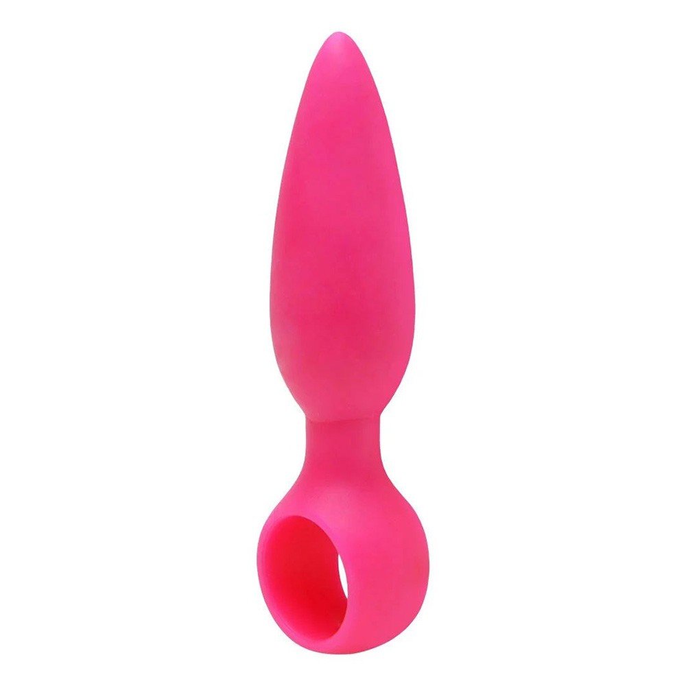 Mini Plug Anal de Silicone Intensive Pink em close-up, mostrando a textura e o formato ergon�mico