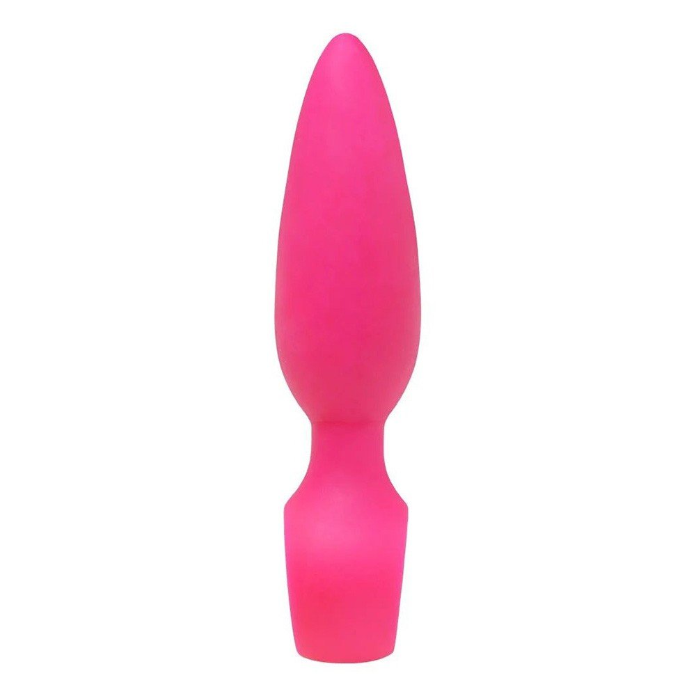 Mini Plug Anal de Silicone Intensive Pink em um �ngulo diferente, destacando a base em anel para seguran�a