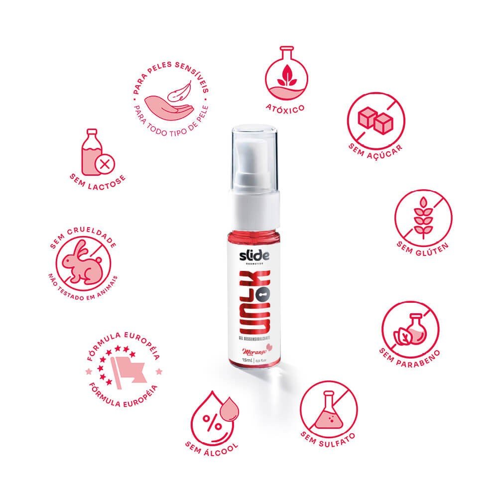 Duas m�os aplicando e demonstrando a textura do Gel Dessensibilizante Unlok de Maracuj�