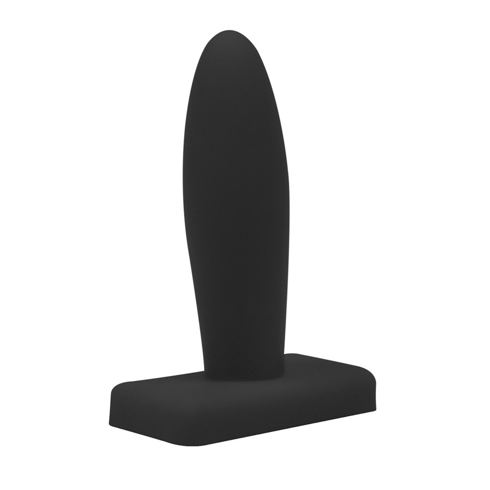 Plug Anal Flex�vel B�sico Preto, vis�o frontal destacando o formato c�nico e base