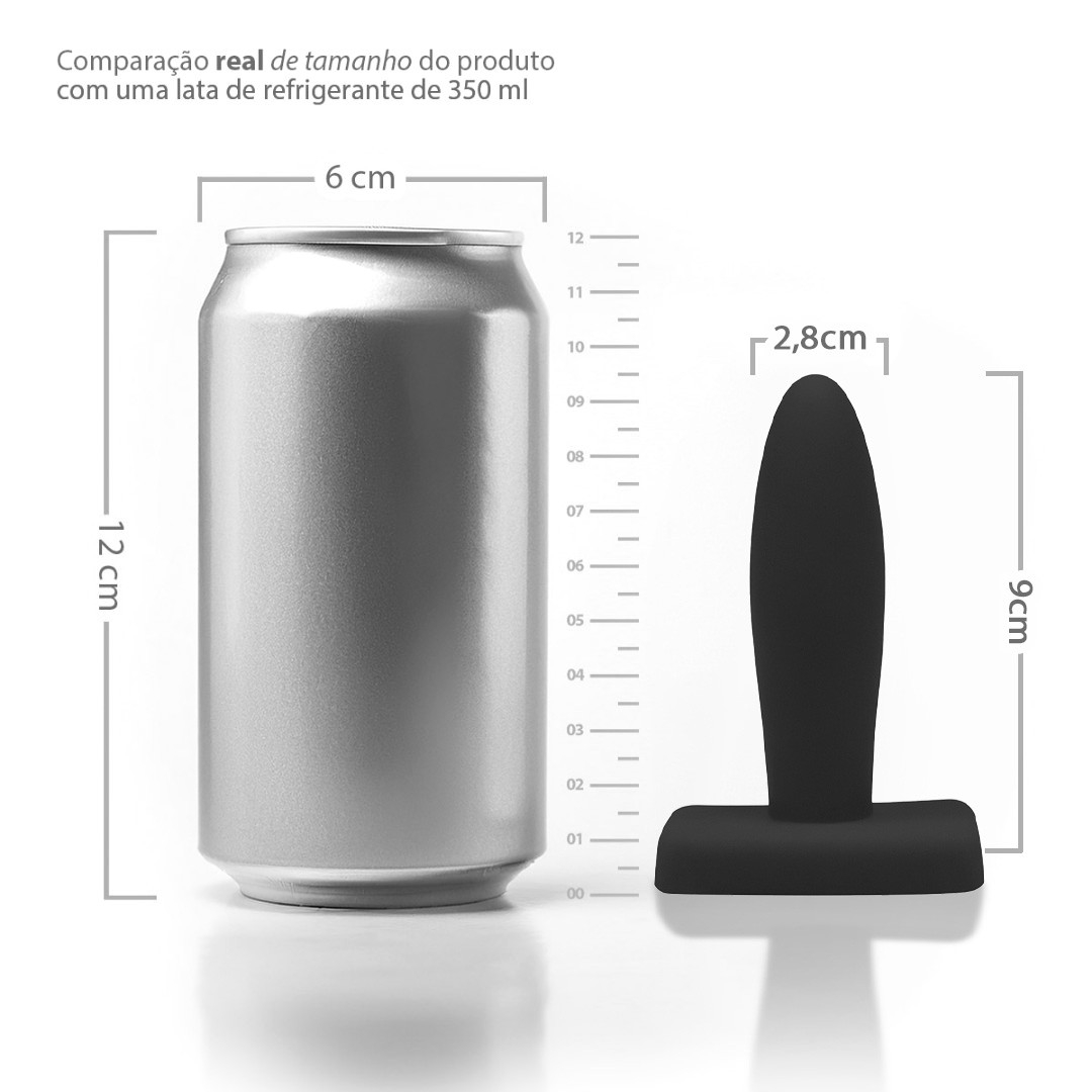 Kit Gel para Sexo Anal Dessensibilizante Unlok Morango 15ml e Plug Anal Flex�vel B�sico Preto 10,5 x 2,8cm em uma composi��o frontal