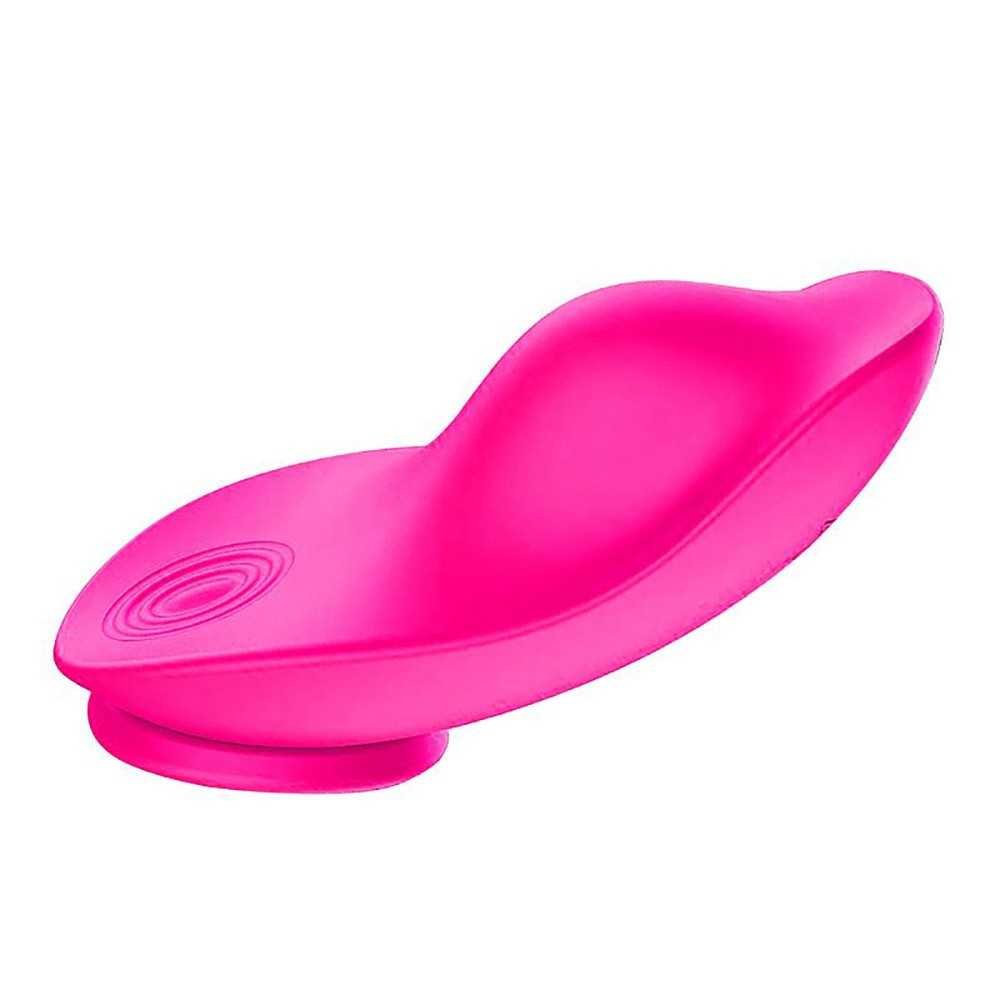 Vista lateral do vibrador Leaf Pink, destacando seu formato de folha e base para o clit�ris