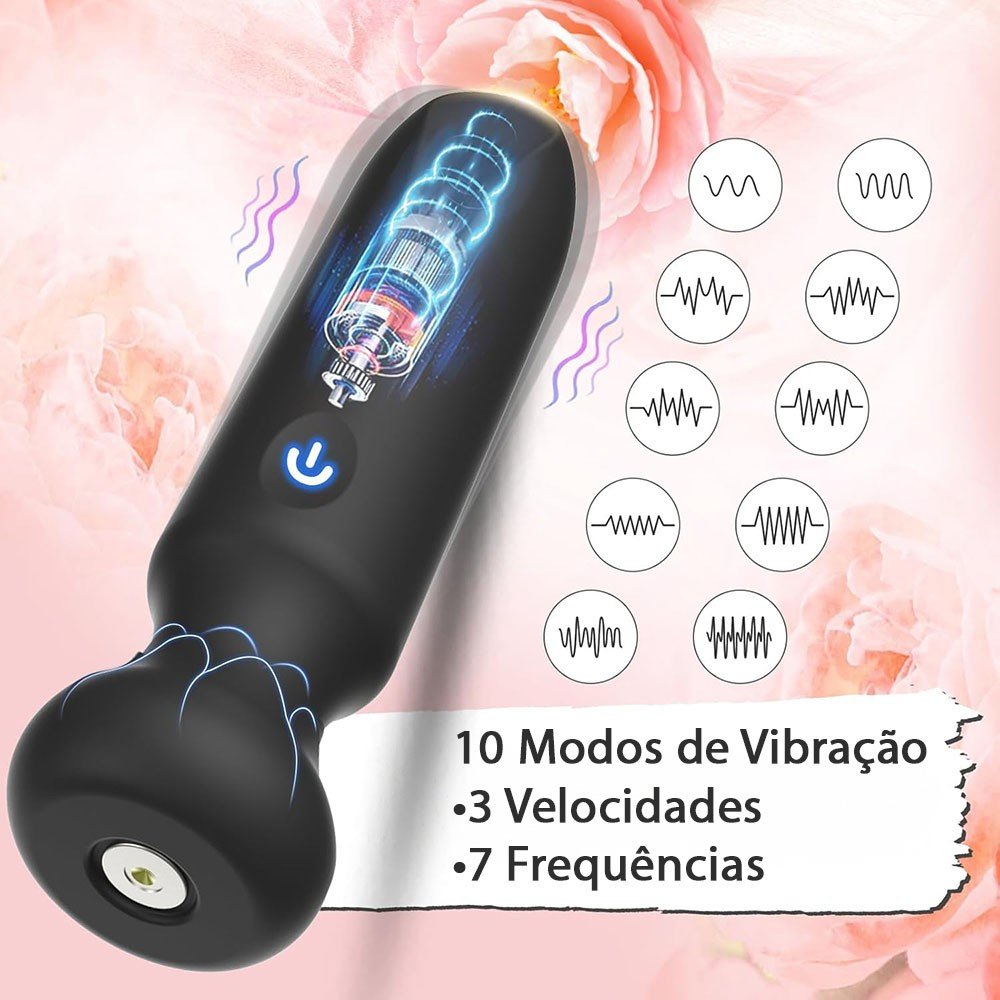 Vibrador Bullet Recarreg�vel em Silicone Neo Preto - Imagem 3: Ilustra��o dos 10 modos de vibra��o do vibrador, com 3 intensidades e 7 frequ�ncias