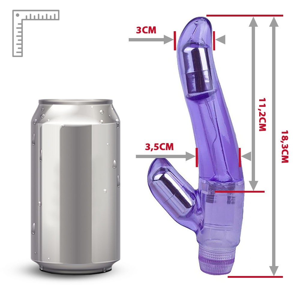Vibrador Duplo em Jelly Multivelocidade Lil�s - Vis�o a�rea detalhando as formas para encaixe manual